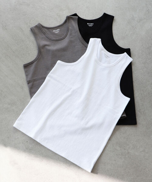 BEAMS（ビームス）の「BEAMS / ルーズ タンクトップ（タンクトップ・メンズ・ホワイト/ブラック/ベージュ・MEDIUM/LARGE）」の4枚目の写真