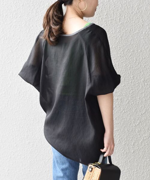 SHIPS(シップス)の「*〈手洗い可能〉シアー羽織りブラウス◆(シャツ/ブラウス・レディース・ブラック/ベージュ/ライトグリーン/キャメル・ONE SIZE)」の9枚目の写真