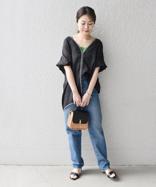 SHIPS(シップス)の「*〈手洗い可能〉シアー羽織りブラウス◆(シャツ/ブラウス・レディース・ブラック/ベージュ/ライトグリーン/キャメル・ONE SIZE)」の12枚目の写真