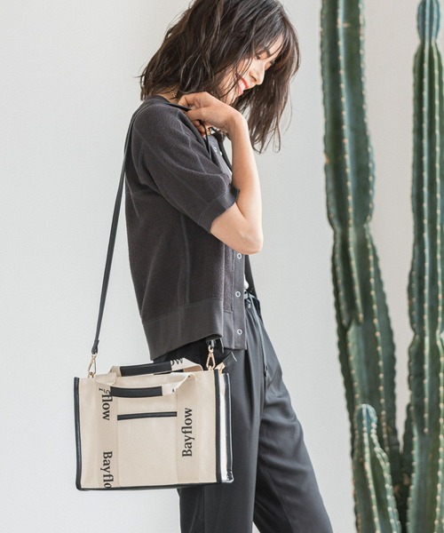 BAYFLOW（ベイフロー）の「ロゴテープキャンバストート（トートバッグ・レディース・ブラック/ブラウン・FREE）」の21枚目の写真