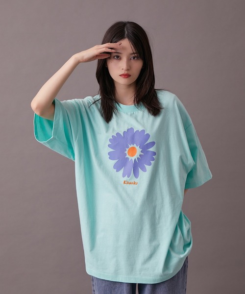 re_k by JUNRED(レクバイジュンレッド)の「【re_k by JUNRED】アブストラクトデイジー半袖Tシャツ(Tシャツ/カットソー・メンズ・チャコールグレー/ホワイト/ミント・S/M/L)」の11枚目の写真