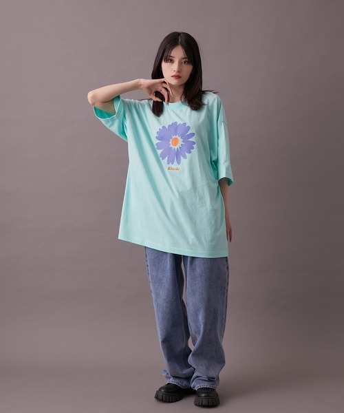 re_k by JUNRED(レクバイジュンレッド)の「【re_k by JUNRED】アブストラクトデイジー半袖Tシャツ(Tシャツ/カットソー・メンズ・チャコールグレー/ホワイト/ミント・S/M/L)」の17枚目の写真