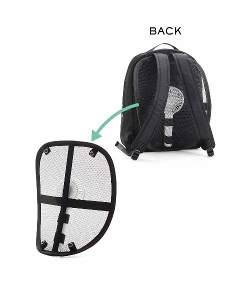 Live in comfort（リブインコンフォート）の「リブ　イン　コンフォート　ハンディー扇風機が取り付けられる　背中スースーリュック〈ブラック〉（バックパック/リュック・レディース・ブラック・ONE SIZE）」の5枚目の写真