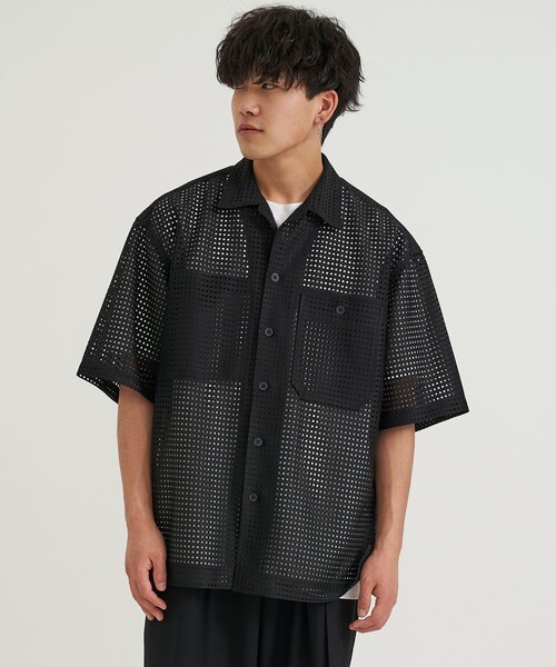 TAUPE(トープ)の「SQUARE RUSSELL OPEN COLLAR SHIRTS(シャツ/ブラウス・メンズ・ブラック/イエロー・2)」の2枚目の写真