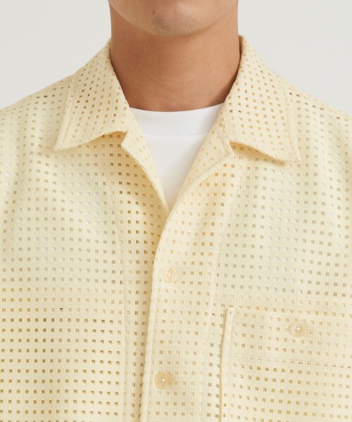 TAUPE(トープ)の「SQUARE RUSSELL OPEN COLLAR SHIRTS(シャツ/ブラウス・メンズ・ブラック/イエロー・2)」の4枚目の写真