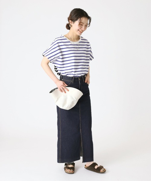 B.C STOCK（ベーセーストック）の「ペンシルラインデニム ベイカースカート（デニムスカート・レディース・ネイビー/ブルー・SMALL/MEDIUM）」の5枚目の写真