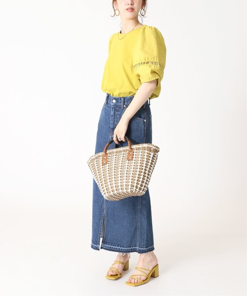 B.C STOCK（ベーセーストック）の「ペンシルラインデニム ベイカースカート（デニムスカート・レディース・ネイビー/ブルー・SMALL/MEDIUM）」の17枚目の写真