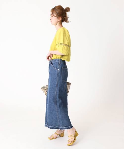 B.C STOCK（ベーセーストック）の「ペンシルラインデニム ベイカースカート（デニムスカート・レディース・ネイビー/ブルー・SMALL/MEDIUM）」の20枚目の写真