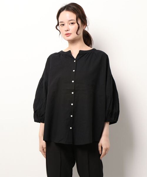 Samansa Mos2（サマンサ モスモス）の「ランタンスリーブ前開きブラウス（シャツ/ブラウス・レディース・ブラック/ベージュ/オフホワイト/ピンク/ミント・ﾌﾘ-）」の7枚目の写真