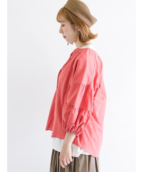 Samansa Mos2（サマンサ モスモス）の「ランタンスリーブ前開きブラウス（シャツ/ブラウス・レディース・ブラック/ベージュ/オフホワイト/ピンク/ミント・ﾌﾘ-）」の19枚目の写真