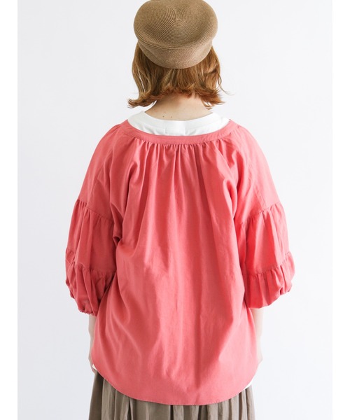 Samansa Mos2（サマンサ モスモス）の「ランタンスリーブ前開きブラウス（シャツ/ブラウス・レディース・ブラック/ベージュ/オフホワイト/ピンク/ミント・ﾌﾘ-）」の10枚目の写真