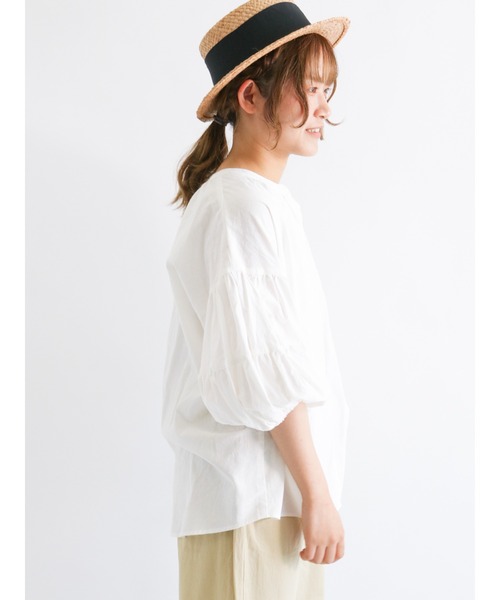 Samansa Mos2（サマンサ モスモス）の「ランタンスリーブ前開きブラウス（シャツ/ブラウス・レディース・ブラック/ベージュ/オフホワイト/ピンク/ミント・ﾌﾘ-）」の17枚目の写真