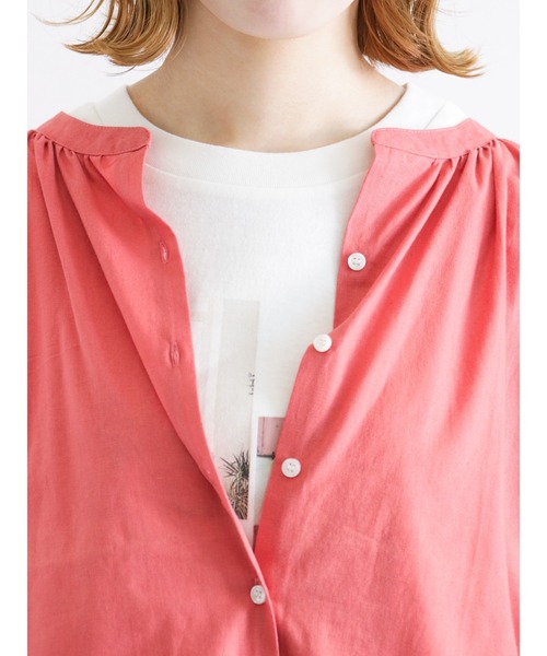 Samansa Mos2（サマンサ モスモス）の「ランタンスリーブ前開きブラウス（シャツ/ブラウス・レディース・ブラック/ベージュ/オフホワイト/ピンク/ミント・ﾌﾘ-）」の12枚目の写真