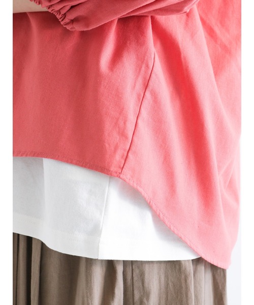 Samansa Mos2（サマンサ モスモス）の「ランタンスリーブ前開きブラウス（シャツ/ブラウス・レディース・ブラック/ベージュ/オフホワイト/ピンク/ミント・ﾌﾘ-）」の14枚目の写真