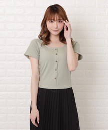 Lace Ladies（レースレディース）の「スクエアネック半袖クロップドＴシャツ（Tシャツ/カットソー・レディース）」