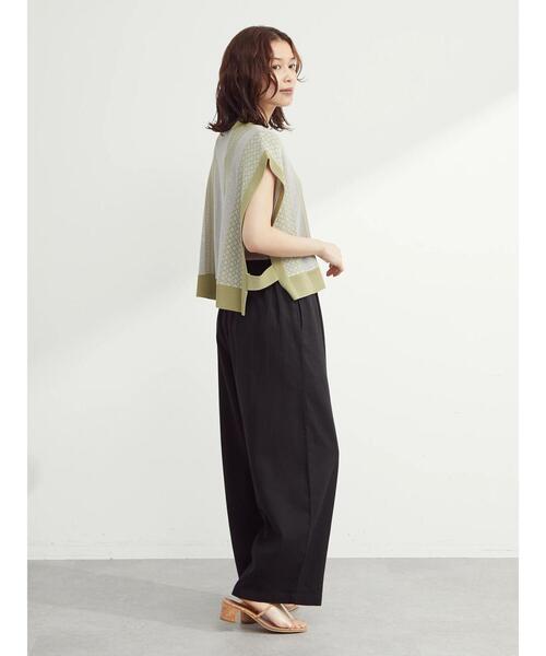 Green　Parks（グリーンパークス）の「パターンショートニットベスト（ベスト・レディース・ベージュ/オフホワイト/グリーン・FREE）」の19枚目の写真