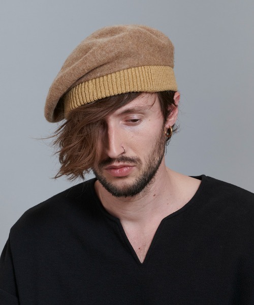 NO ID.（ノーアイディ）の「mko10576- ｳｰﾙﾘﾌﾞﾍﾞﾚｰ  ベレー帽（ハンチング/ベレー帽・メンズ・キャメル/ブラック/グレー・ONE SIZE）」の9枚目の写真