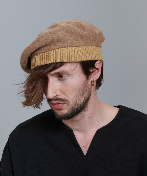 NO ID.（ノーアイディ）の「mko10576- ｳｰﾙﾘﾌﾞﾍﾞﾚｰ  ベレー帽（ハンチング/ベレー帽・メンズ・キャメル/ブラック/グレー・ONE SIZE）」の10枚目の写真