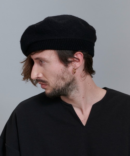 NO ID.（ノーアイディ）の「mko10576- ｳｰﾙﾘﾌﾞﾍﾞﾚｰ  ベレー帽（ハンチング/ベレー帽・メンズ・キャメル/ブラック/グレー・ONE SIZE）」の15枚目の写真