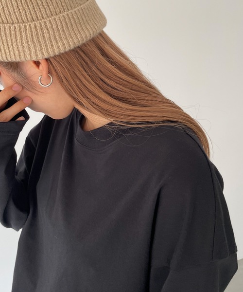 CANAL JEAN（キャナルジーン）の「RED CHOP WORKS(レッドチョップワークス) コットンシルク太リブロングTシャツ（Tシャツ/カットソー・レディース・ホワイト/ブラック・38）」の7枚目の写真