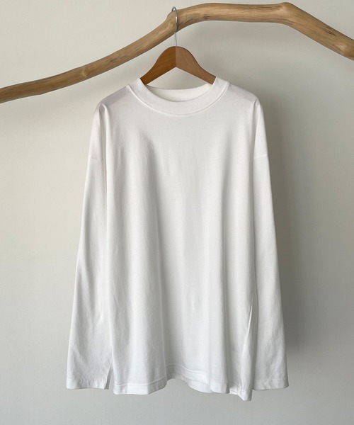 CANAL JEAN（キャナルジーン）の「RED CHOP WORKS(レッドチョップワークス) コットンシルク太リブロングTシャツ（Tシャツ/カットソー・レディース・ホワイト/ブラック・38）」の9枚目の写真