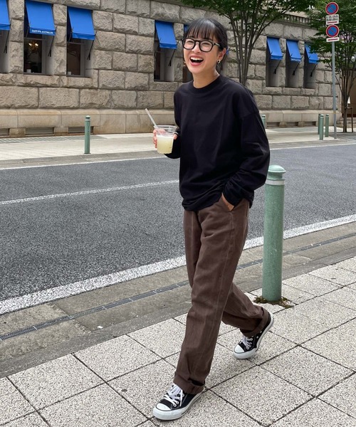 CANAL JEAN（キャナルジーン）の「RED CHOP WORKS(レッドチョップワークス) コットンシルク太リブロングTシャツ（Tシャツ/カットソー・レディース・ホワイト/ブラック・38）」の11枚目の写真