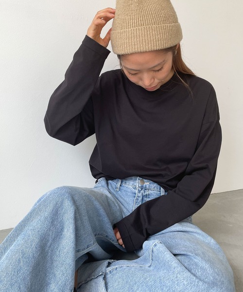 CANAL JEAN（キャナルジーン）の「RED CHOP WORKS(レッドチョップワークス) コットンシルク太リブロングTシャツ（Tシャツ/カットソー・レディース・ホワイト/ブラック・38）」の12枚目の写真