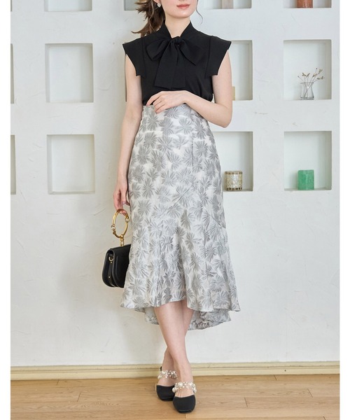 tocco closet（トッコ　クローゼット）の「ボウタイりぼんフレンチスリーブニットプルオーバー（ニット/セーター・レディース・ホワイト/ブラック・M）」の15枚目の写真