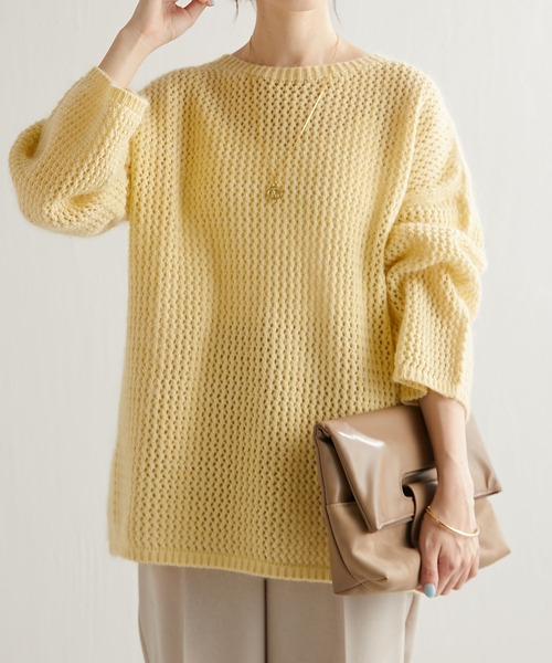 COLLAGE GALLARDAGALANTE（コラージュガリャルダガランテ）の「メッシュモヘアニット（ニット/セーター・レディース・レモンイエロー/パープル・FREE）」の9枚目の写真