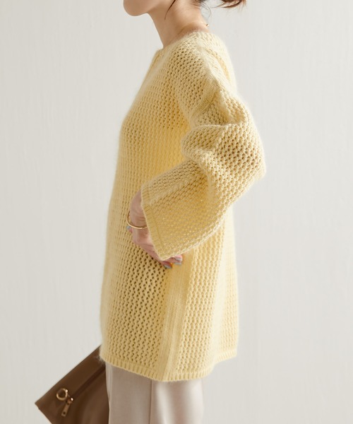 COLLAGE GALLARDAGALANTE（コラージュガリャルダガランテ）の「メッシュモヘアニット（ニット/セーター・レディース・レモンイエロー/パープル・FREE）」の13枚目の写真