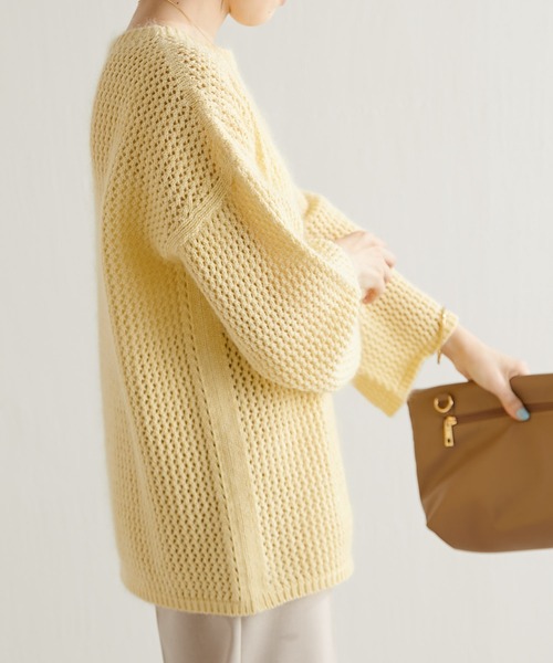 COLLAGE GALLARDAGALANTE（コラージュガリャルダガランテ）の「メッシュモヘアニット（ニット/セーター・レディース・レモンイエロー/パープル・FREE）」の4枚目の写真