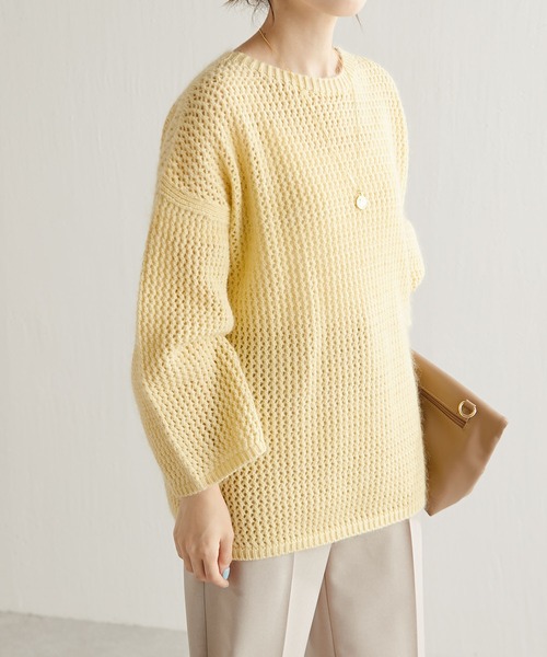 COLLAGE GALLARDAGALANTE（コラージュガリャルダガランテ）の「メッシュモヘアニット（ニット/セーター・レディース・レモンイエロー/パープル・FREE）」の7枚目の写真