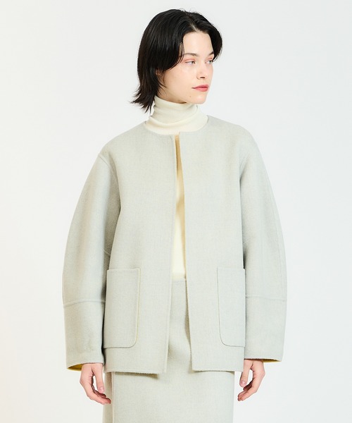 ESTNATION エストネーション バイカラー ノーカラーコート ESTNATION（エストネーション）の「【CLASSY. 11月号 掲載】ESTNATION