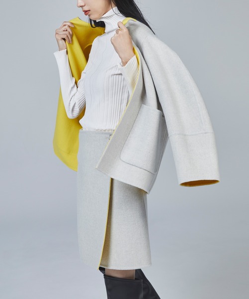 ESTNATION エストネーション バイカラー ノーカラーコート ESTNATION（エストネーション）の「【CLASSY. 11月号 掲載】ESTNATION