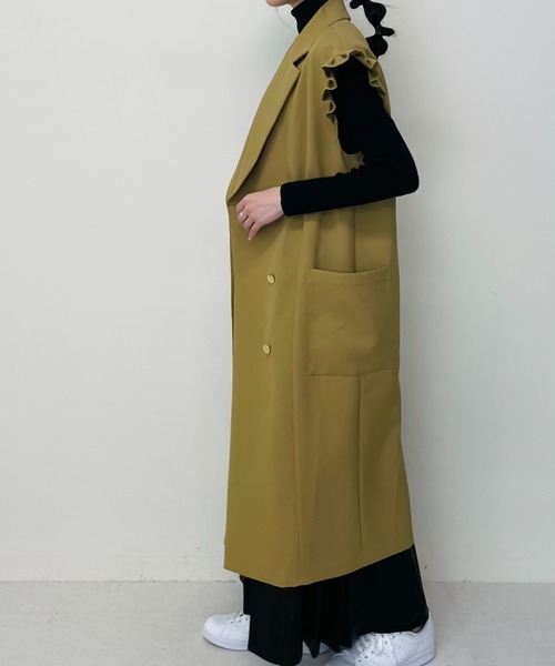 TEVALT（ヴァレット）の「2WAYテーラーベスト（テーラードジャケット・レディース・ネイビー/キャメル・38）」の3枚目の写真