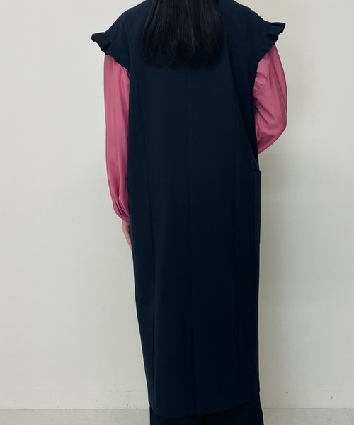 TEVALT（ヴァレット）の「2WAYテーラーベスト（テーラードジャケット・レディース・ネイビー/キャメル・38）」の6枚目の写真