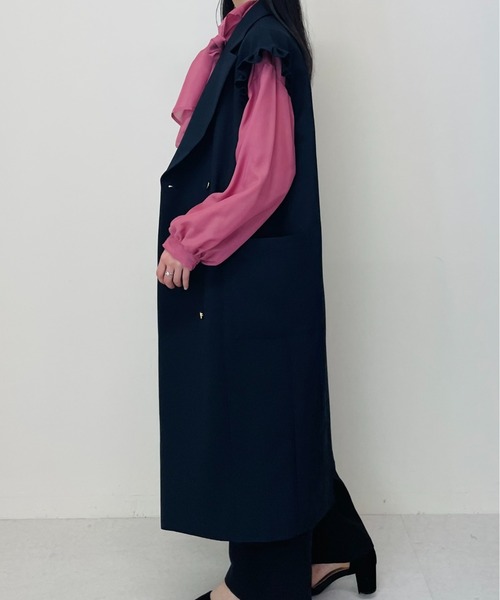 TEVALT（ヴァレット）の「2WAYテーラーベスト（テーラードジャケット・レディース・ネイビー/キャメル・38）」の7枚目の写真