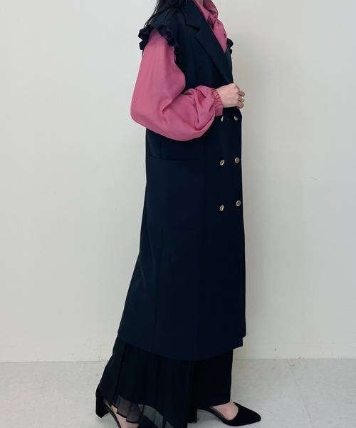 TEVALT（ヴァレット）の「2WAYテーラーベスト（テーラードジャケット・レディース・ネイビー/キャメル・38）」の8枚目の写真