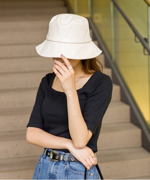 SpRay(スプレイ)の「エコレザーバケットハット(ハット・レディース・ブラック/ベージュ/ブラウン/アイボリー・FREE)」の13枚目の写真