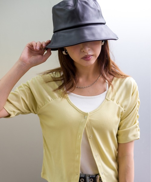 SpRay(スプレイ)の「エコレザーバケットハット(ハット・レディース・ブラック/ベージュ/ブラウン/アイボリー・FREE)」の11枚目の写真