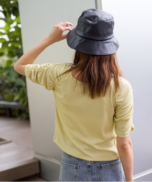 SpRay(スプレイ)の「エコレザーバケットハット(ハット・レディース・ブラック/ベージュ/ブラウン/アイボリー・FREE)」の10枚目の写真