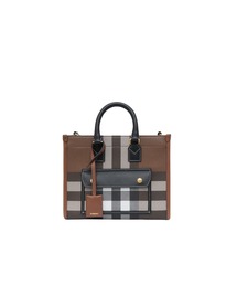 ミニ チェック＆レザー フレヤトート