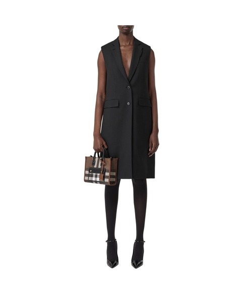 BURBERRY(バーバリー)の「ミニ チェック&レザー フレヤトート(トートバッグ・レディース・ダークブラウン系・ONE SIZE)」の3枚目の写真