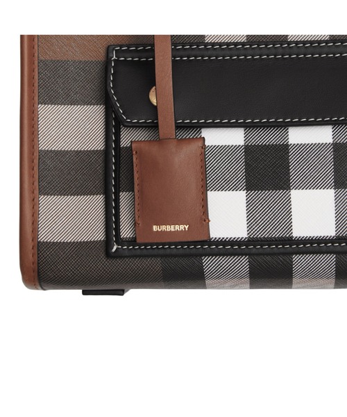 BURBERRY(バーバリー)の「ミニ チェック&レザー フレヤトート(トートバッグ・レディース・ダークブラウン系・ONE SIZE)」の2枚目の写真
