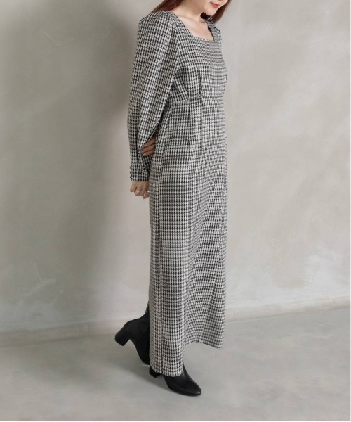 RANDA（ランダ）の「タックショルダーIラインワンピース（ワンピース・レディース・チェック/ブラウン/グレー・0/1）」の8枚目の写真