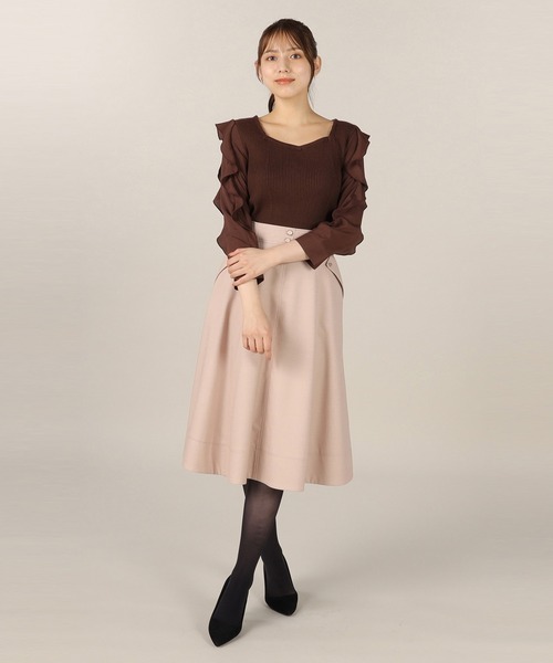 LAISSE PASSE（レッセパッセ）の「ラッフルスリーブプルオーバー（ニット/セーター・レディース・モーブ系/チョコ/ピーコックグリーン系/アイボリー・MEDIUM）」の14枚目の写真