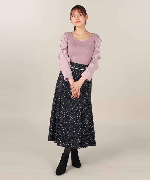 LAISSE PASSE（レッセパッセ）の「ラッフルスリーブプルオーバー（ニット/セーター・レディース・モーブ系/チョコ/ピーコックグリーン系/アイボリー・MEDIUM）」の16枚目の写真