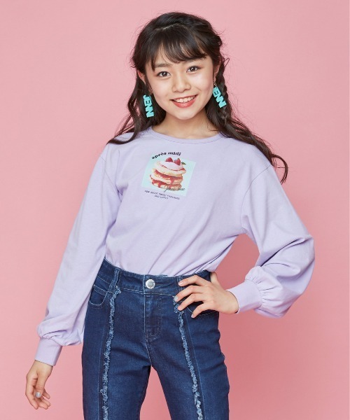 JENNI love（ジェニィラブ）の「クロップドロンT（Tシャツ/カットソー・キッズ・ラベンダー/オフホワイト/イエロー・130cm/140cm/150cm/160cm）」の2枚目の写真