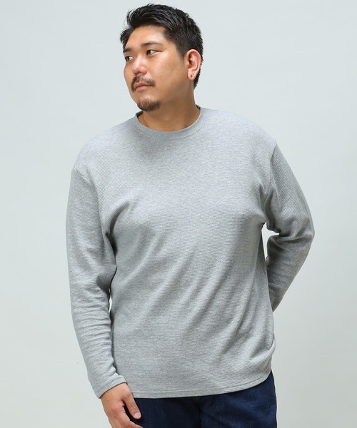 B&T CLUB(ビーティークラブ)の「ワッフル ロング Tシャツ(Tシャツ/カットソー・メンズ・カーキ/ブラック/グレー/ホワイト/ネイビー・X4(8L~9L)/X5(9L~10L)/X2(4L~5L)/X1(3L~4L)/X3(6L~7L))」の3枚目の写真
