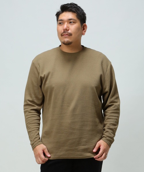 B&T CLUB(ビーティークラブ)の「ワッフル ロング Tシャツ(Tシャツ/カットソー・メンズ・カーキ/ブラック/グレー/ホワイト/ネイビー・X4(8L~9L)/X5(9L~10L)/X2(4L~5L)/X1(3L~4L)/X3(6L~7L))」の4枚目の写真